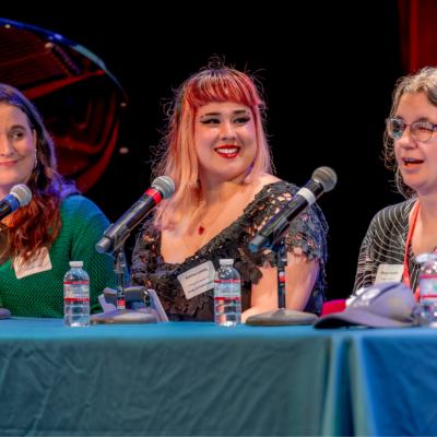 Students speaking at event