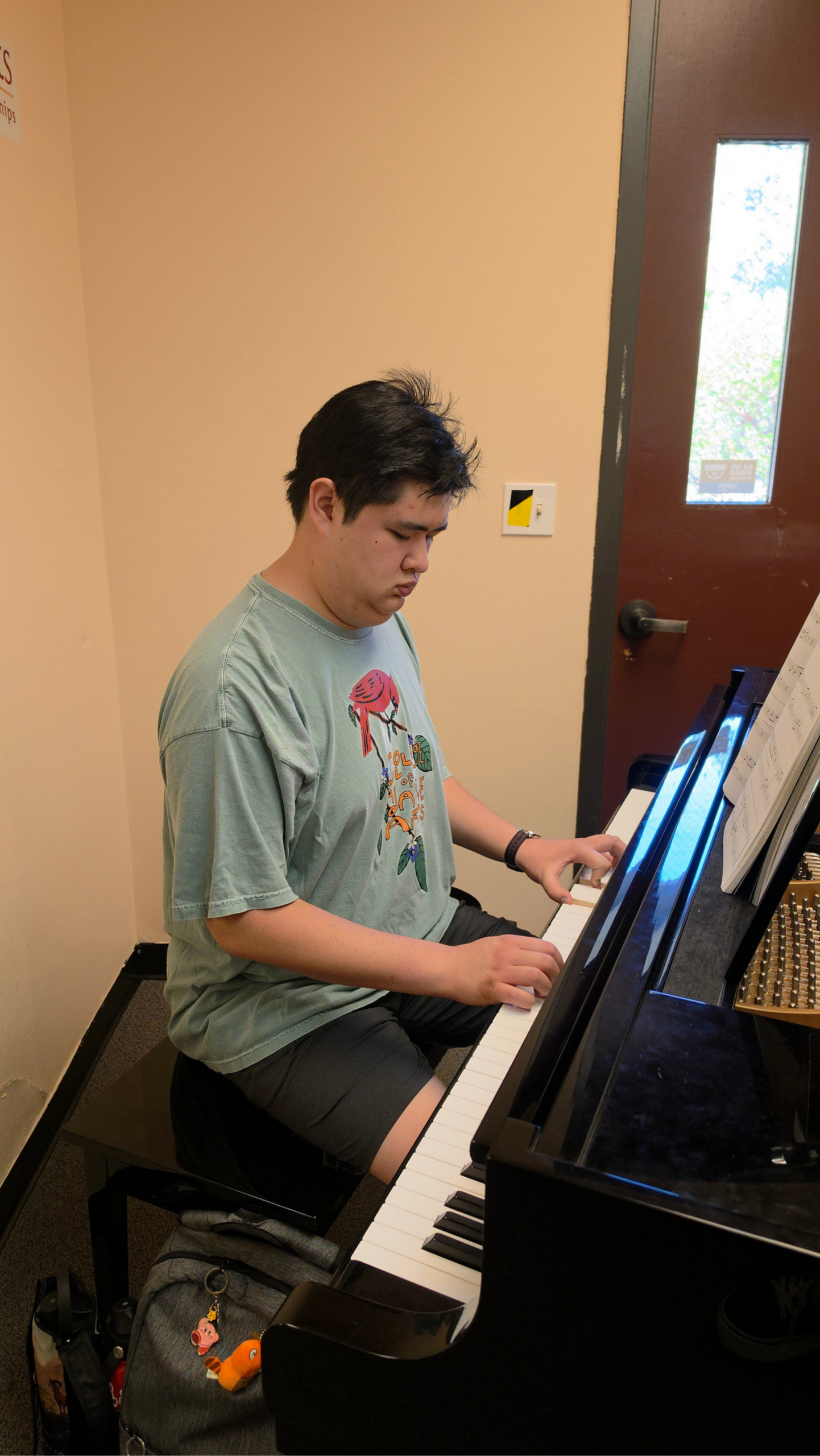 student playing the piano